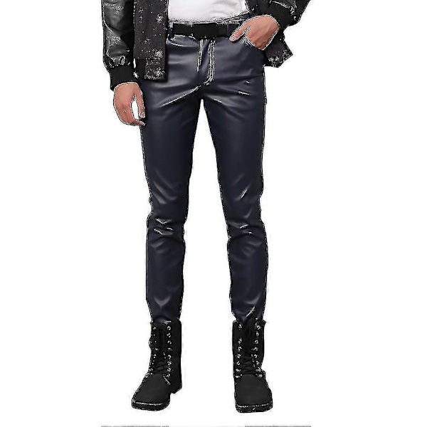 Youthup Herre Stretch Tight Faux Skinnbukser Navy blue EU 32