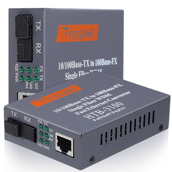 1 Par Fiber Transceiver Single Mode Fiber Ethernet Media Converter Fiber Optisk Enhet