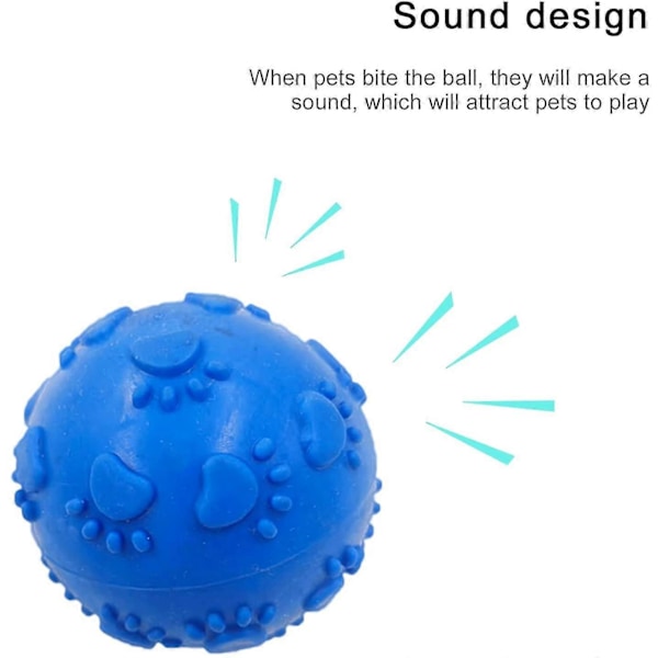 Hundleksaksboll, tuggleksaksset för hundar, hundboll, hållbar studsande tuggleksak i gummi med pip