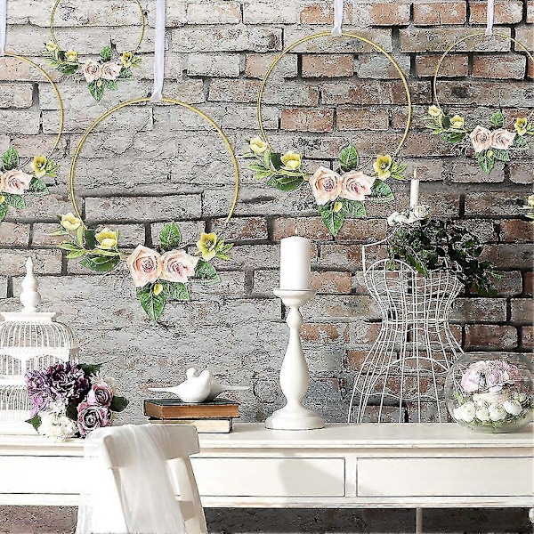 12 stk. 6 størrelser Guld Dream Catcher Metalringe Blomsterhjul Krans Makrame Kreationer Ring Til Diy C