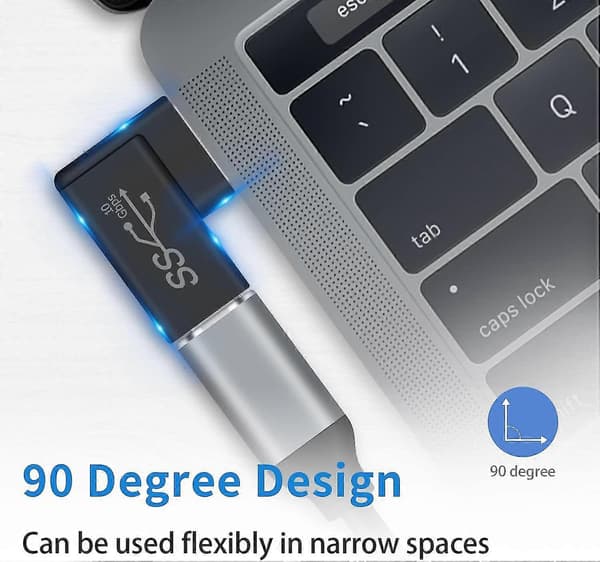 Usb til Usb C Adapter, Usb A til Usb C Adapter, 10 Gbps Retvinklet Usb 3.0 Han til Usb C Hun Adapter, 90 Graders Usb 3.1 Gen2 Usb C til Usb 3.0 Adapter