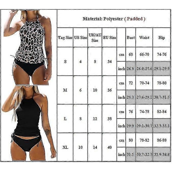 Dame Badedragt Ensfarvet Snøre Side Halterneck Leopard XL