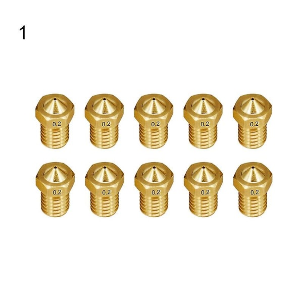 10 stk. 3D-printerdeler M6 Messingdyse for 1,75/3,0 mm V5 V6 Hotend Ekstruder