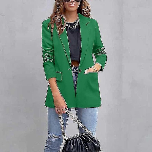 Dam Business Kavajer Öppen Framsida Blazer Dam Ledig Långärmad Arbetskläder Green XL