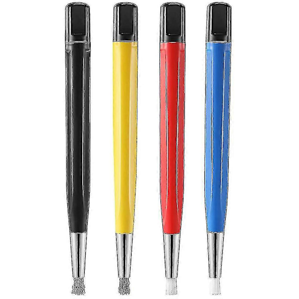 4 stk./sett Rustfjerningsbørstepenn Glassfiber / Messing / Stål / Nylon Børstepennform Klokkedeler Polis