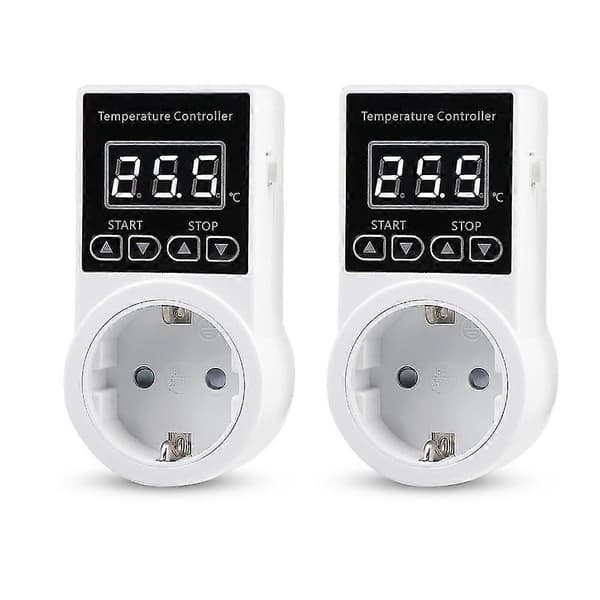 2 stk. Tat Stikdåse med Sensor, Digital Temperatur Stikdåse, Temperatur S