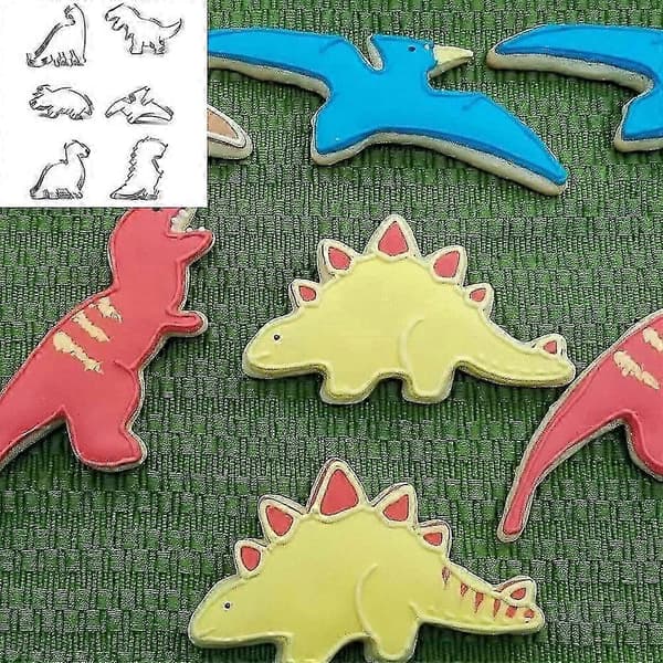 Dinosauruskageform, fondantkageform til børn, bagning af småkager, sæt med kageforme i rustfrit stål