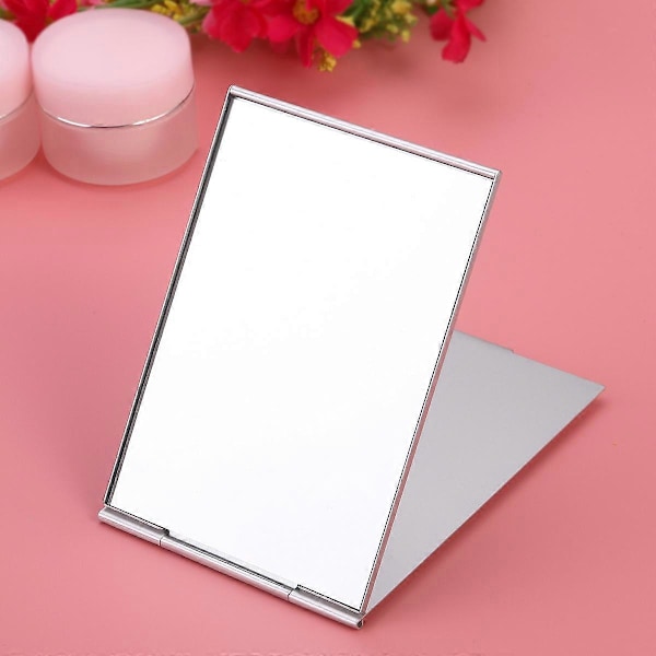 11,5*8cm Portabel Fällbar Sminkspegel Enkelsidig Rese Raknings Sminkspegel (Silver)
