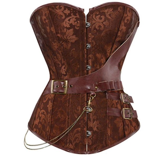 Tflycq Dame Brun Brokade Retro Bustier Korsetter Kunstlæder Kæder Steampunk Korset Plus Størrelse S-6xl Sexet Lingeri Korset Top