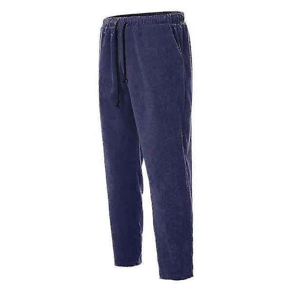 Herre Fløjlsbukser Cord Look Lige Bukser Casual Baggy Pants Blue L