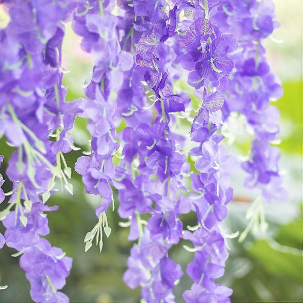 12 stk. Kunstig Silke Wisteria Blomst Hængende Silke Vinranke Falsk Busk Blomst Til Hjemmefest