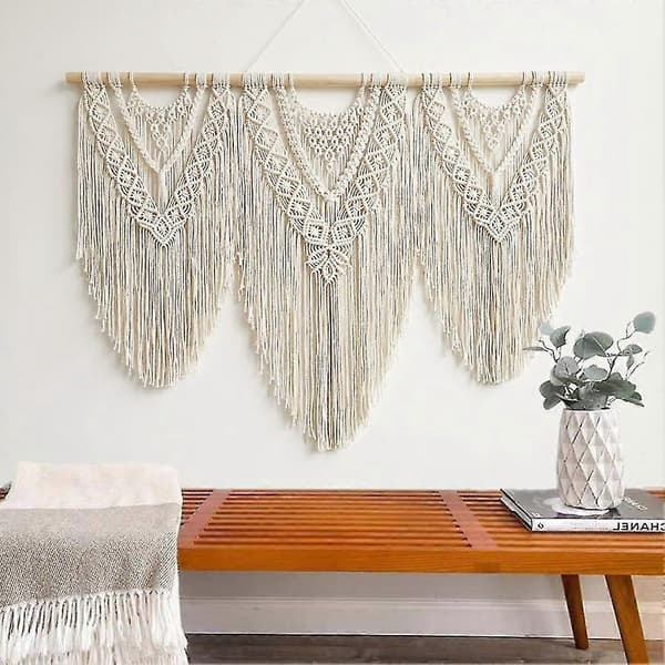 Makramé Väggbonad Handvävd Bohemisk Bomullsrep Boho Tapestry Heminredning