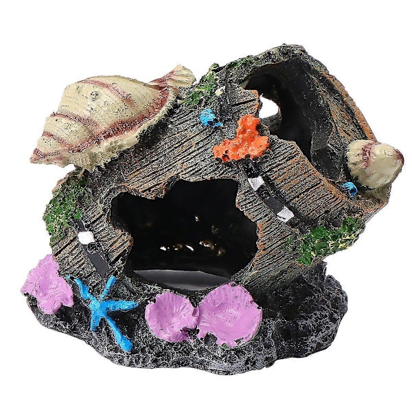 Tønde Design Ornament Harpiks Akvarium Landskabspleje Skjulested Hule Håndværk Fisk Rejer Shelter Akvarium Dekor (Skal Tønde)