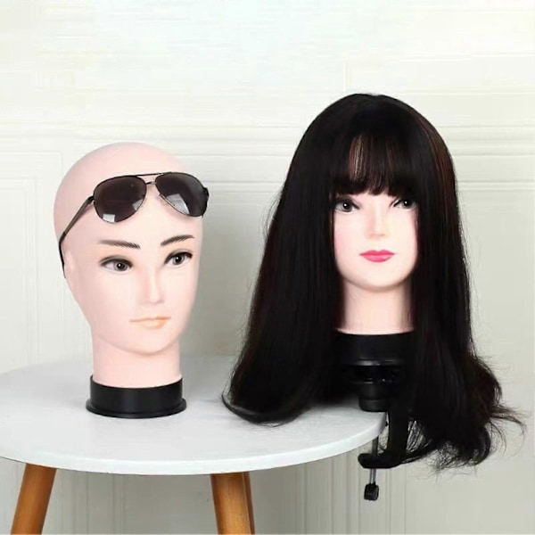 Skallet kvinnelig mannequin hode, profesjonell kosmetologi parykk laging display form for parykker solbriller hatter salong DIY maling lett å bruke display stativ