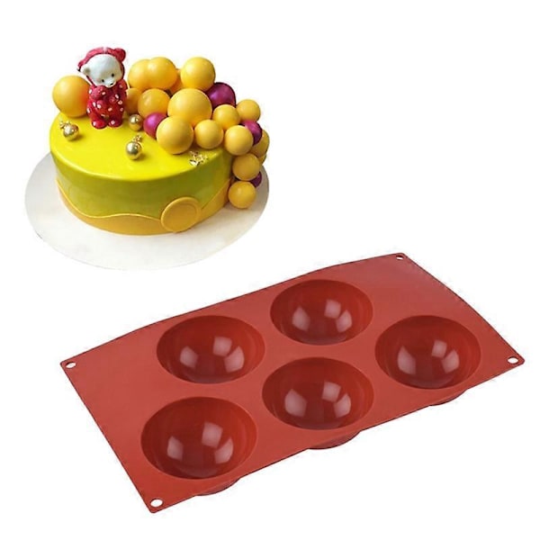 5 Huller Halv Kugle Silikone Non-Stick Kageform DIY Bage Køkkenredskab