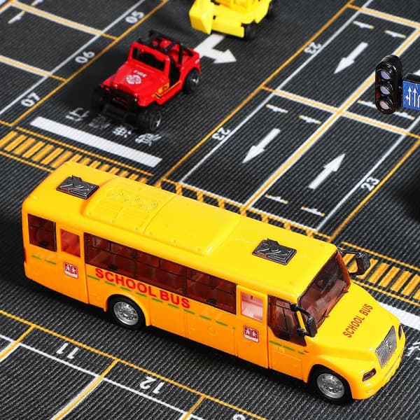 Skolebus Legetøjsbil Model Legetøj Simulation Bus Model Træk Tilbage Bus Model med Lys og Lyd