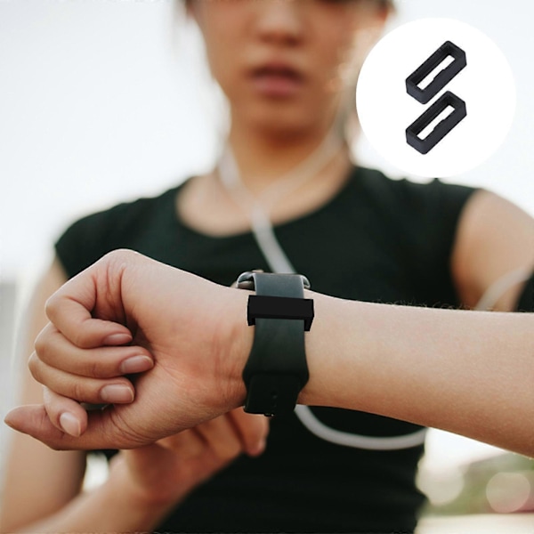 2 STK Silikone Urrem Stropper Løkker Rem Silikone Ring Flytbar Ring Positioneringsspænde Kompatibel til Garmin Fenix X5 - Indvendig Diameter 22mm (Sort)