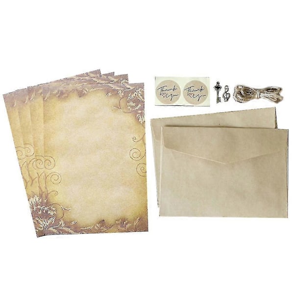 1 Set Antik Brevpapper A5 Kraft Brevpapperskit För InbjudningarP20211224846