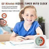 Digital visuell timer, 60 minutters nedtelling, stoppeklokke og opptelling, nedtellingstimer, eksamenstimer, barnetimer, visuell analog timer