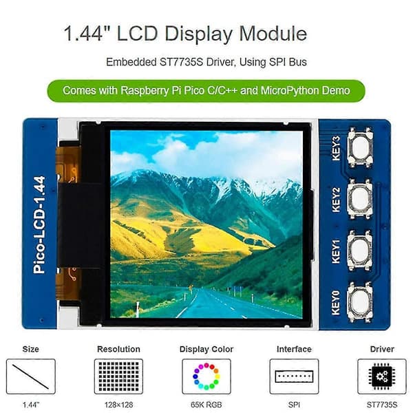 1.44 tums LCD-displaymodul för , 128x128 upplösning TFT-displaypanel 65k RGB-display