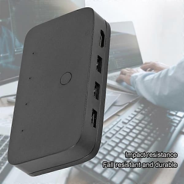 KVM Switch 4 Port 4K 30Hz Sort Praktisk Stabil USB HDMI-kompatibel KVM-omskifter til Computer