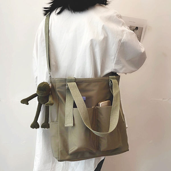 Dame Taske Shopper Simpel Mode Lynlås Håndtaske Håndtaske Green No pendent