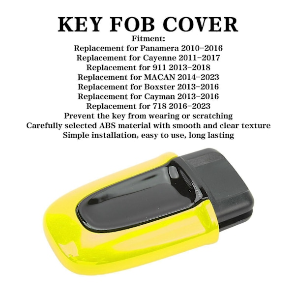 Gul nøglefob cover til Panamera Cayenne 911 - Holdbar og slidstærk beskyttelsesskal