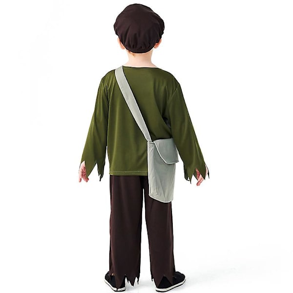 Halloween-naamiaisasu pojalle, metsästäjä Robin Hood -tyyliin, viktoriaaninen vintage-postinkantaja cosplay-asu, hieno juhlapuku Brown L