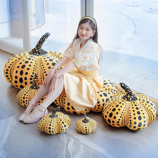 Japan Design Wave Point Dot Pumpkin Toy Halloween Pumpkin Skast Kudde Dekor Docka Baby Barn Leksaker Hem Soffa Dekor Kudde yellow about 40cm