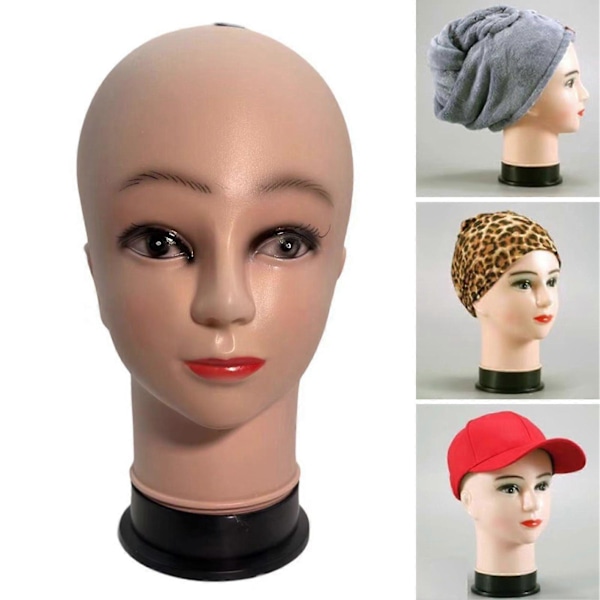 Skallet kvinnelig mannequin hode, profesjonell kosmetologi parykk laging display form for parykker solbriller hatter salong DIY maling lett å bruke display stativ