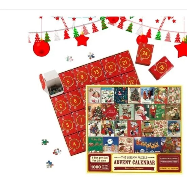 Julpussel Nedräkningskalender Scenpussel 1000 bitar Barn Adventskalenderpusselgåvor för vuxna Christmas style