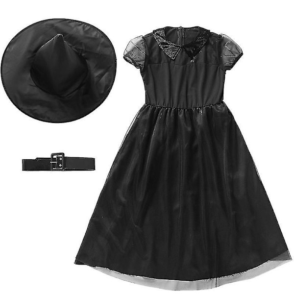 Hurtig Forsendelse Halloween Heksekostume Sort Mesh Lille Heks Børnekostume Performance Kostume Fotografi Kostume Cosplay Kjole L