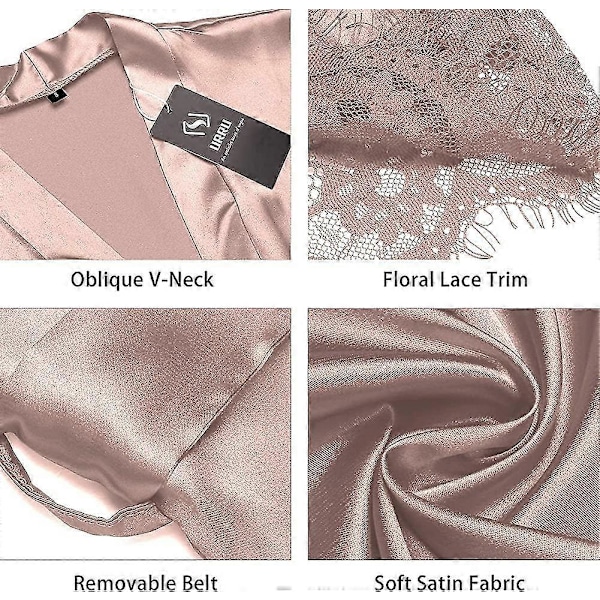 Satin Silk Morgenkåpe for Kvinner Skrå V-hals Kort Kimono Morgenkåpe Brudepiker Morgenkåpe Acsergery Gave