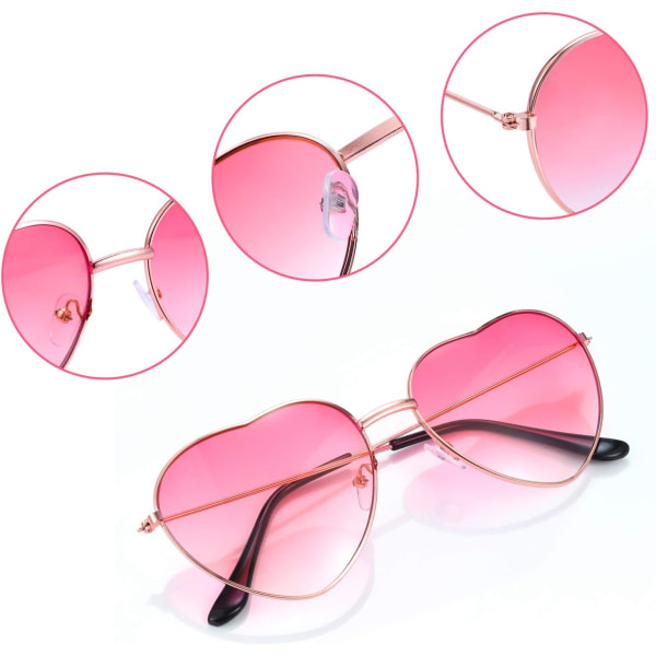 2 par Hippy Specs Glasögon Hjärtformade solglasögon för Hip Gradient Pink to Blue Lens