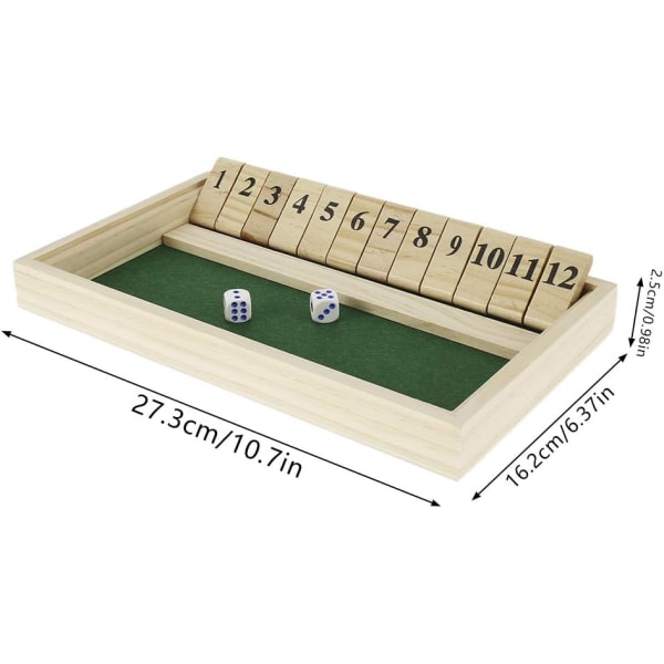 Shut the Box Dice Game, Pusselspel Leksaker Brädspel, Träspel för barn, Träpusselspel Tärningsleksak ​för 3+ år