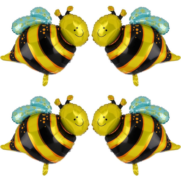 4 st Bee Ballonger Gul Mylar Humla Folie Ballong Helium Bee Tema Baby Shower Födelsedagsfest Dekoration Tillbehör