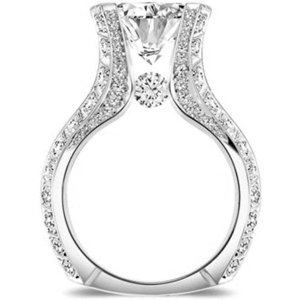 Lyxig fingerring Kristall fingerring förlovningsring för kvinnor tjejer (roseguld, storlek 6) white gold Size 9