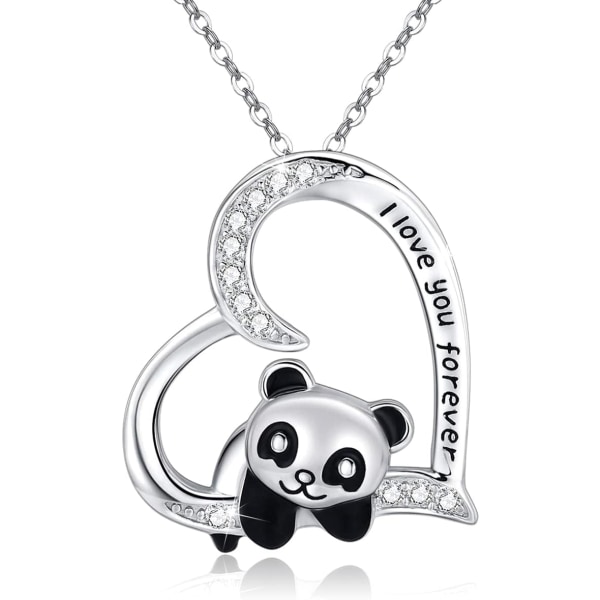 Hjärtformat strasshänge Pandahalsband Legering Söt djurhänge Kärlek Hjärthänge Slitstarkt metallhalsband för kvinnor