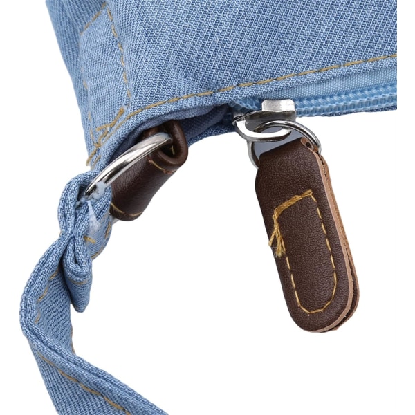 Bärbar jeansväska Multi Pocket Crossbody axelväska för tonårsflickor kvinnor light blue