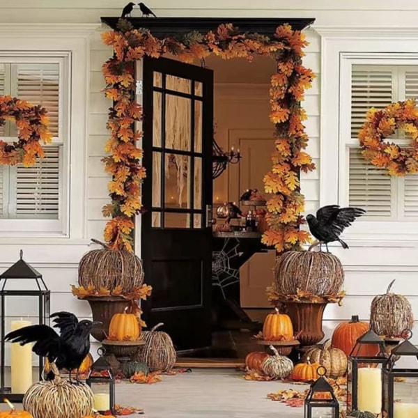 1 st konstgjord kråka halloween simulerad kråka simulerad korp Realistisk halloween fest dekoration gård trädgård prydnad (30 cm, med W