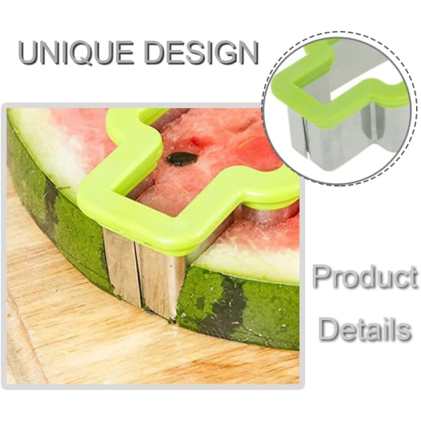 Multifunktionell Popsicle Form Vattenmelon Slicer Frukt Skärare Rostfritt stål Vattenmelon Form för Hem Kök green