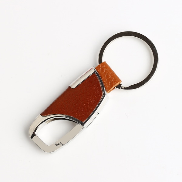 2 st nyckelring, 2 st metall bilnyckelring klämma Avtagbar läder nyckelring med nyckelring hållare för män kvinnor brown