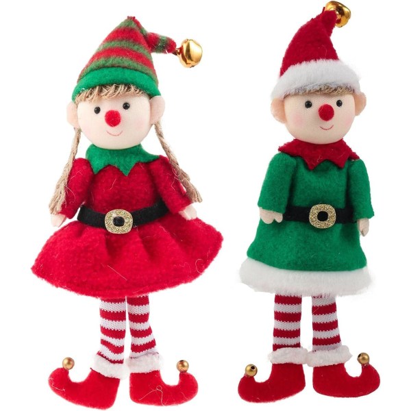 Jultomte Söt julprydnad docka, pojke flicka tomte fyllda leksaker Plyschfigurer docka hängsmycke, hängande julgransprydnad