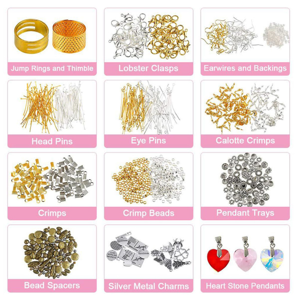 Smycketillbehör Gör-det-själv-kit med pärlor Berlocker fynd Smycketång Pärltråd till halsband Armband Örhängen Tillverkning Reparera tillbehör