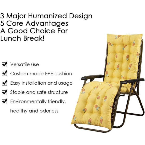 1 st solstolskudde, ersättningsdynor för solstol, bärbar trädgårdskudde, tjock, vadderad säng, trädgårdsstol, utomhusdec