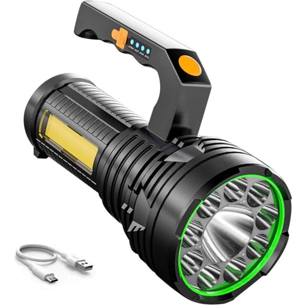 LED-söklampa för USB laddningsbar utomhusspotlight med 1200mAh batteri Starkt ljus Ficklampa IP44 ficklampa med 6 lägen