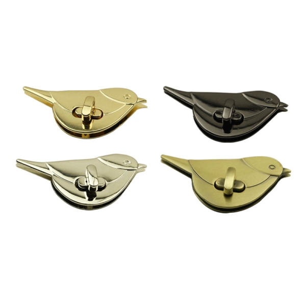 2st fågelformad vridsvänglås, handväska lås, tumsvänglås, DIY-spänne för väsktillverkning Bok Lädertyg H silver