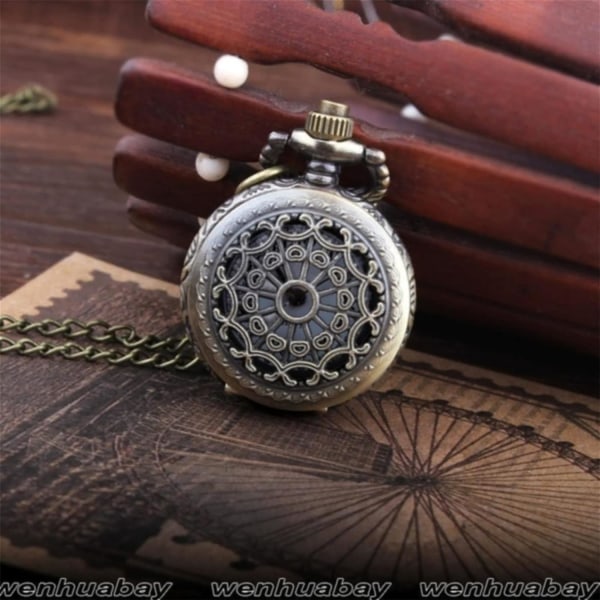 Vintage Long Chain Pocket Watch Hollow Carved Spider Web Small Pocket Watch