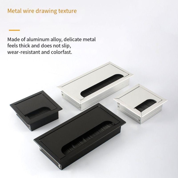 Kabel Fyrkantigt uttag Fyrkantigt aluminium Skrivbord Dator Kabel Kabel Snyggt uttag Infoga hål Cover silver 80*80