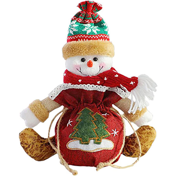 Juldockor Presentpåse Godispåse Juldekorpåsar Tecknade godispåsar Xmas Goody Pouch Kreativ Snowman Apple snowman